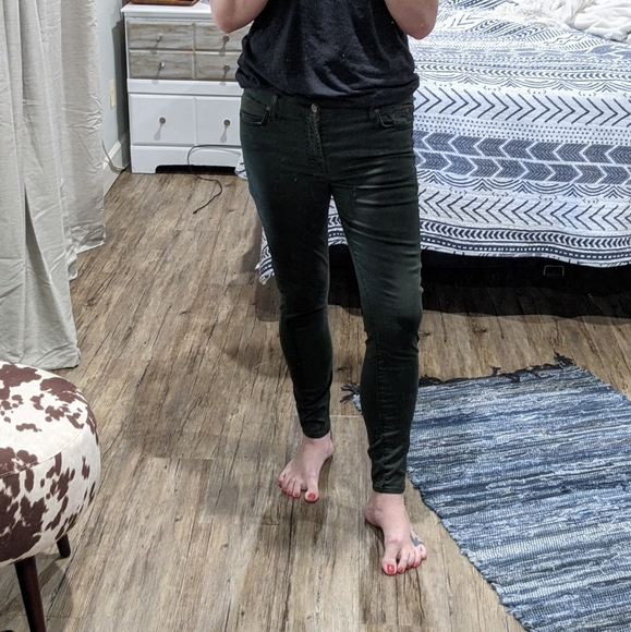 7 for All Mankind Blair Dark Green Soft Brushed Cotton Super Skinnies - Picture 4 of 14